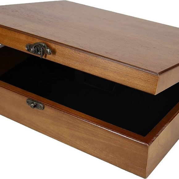 Other - Old World Wooden Box with Brass Latch – Vintage-Style Wooden Keepsake Box for Je